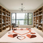Terracotta Hearts Scattered Composition Rug