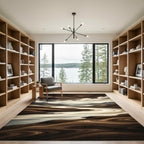 Earthy Wood Grain River Landscape Rug
