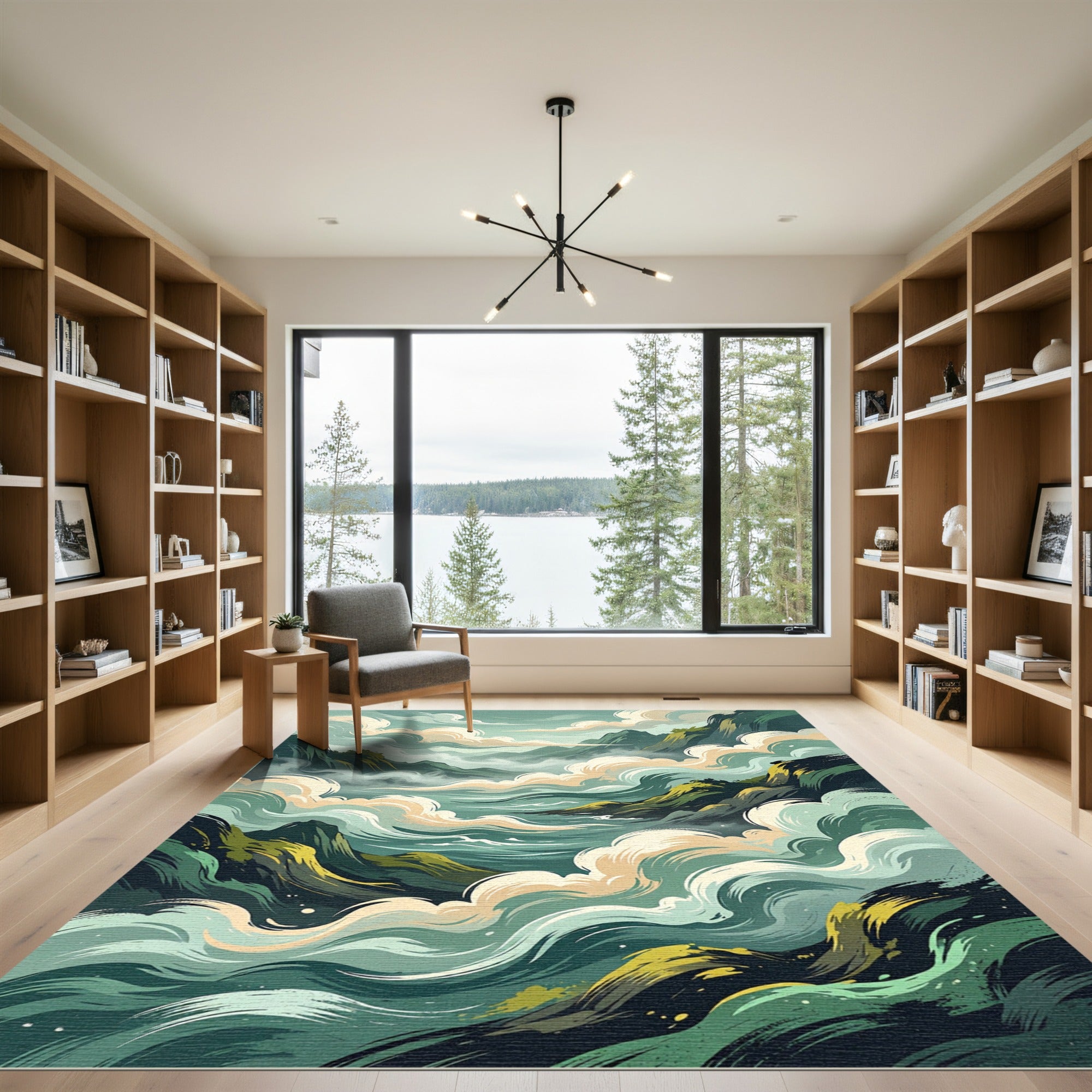 Misty Mountain River Swirl Rug