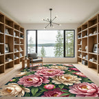 Soft Pink Peony Garden Blooms Rug