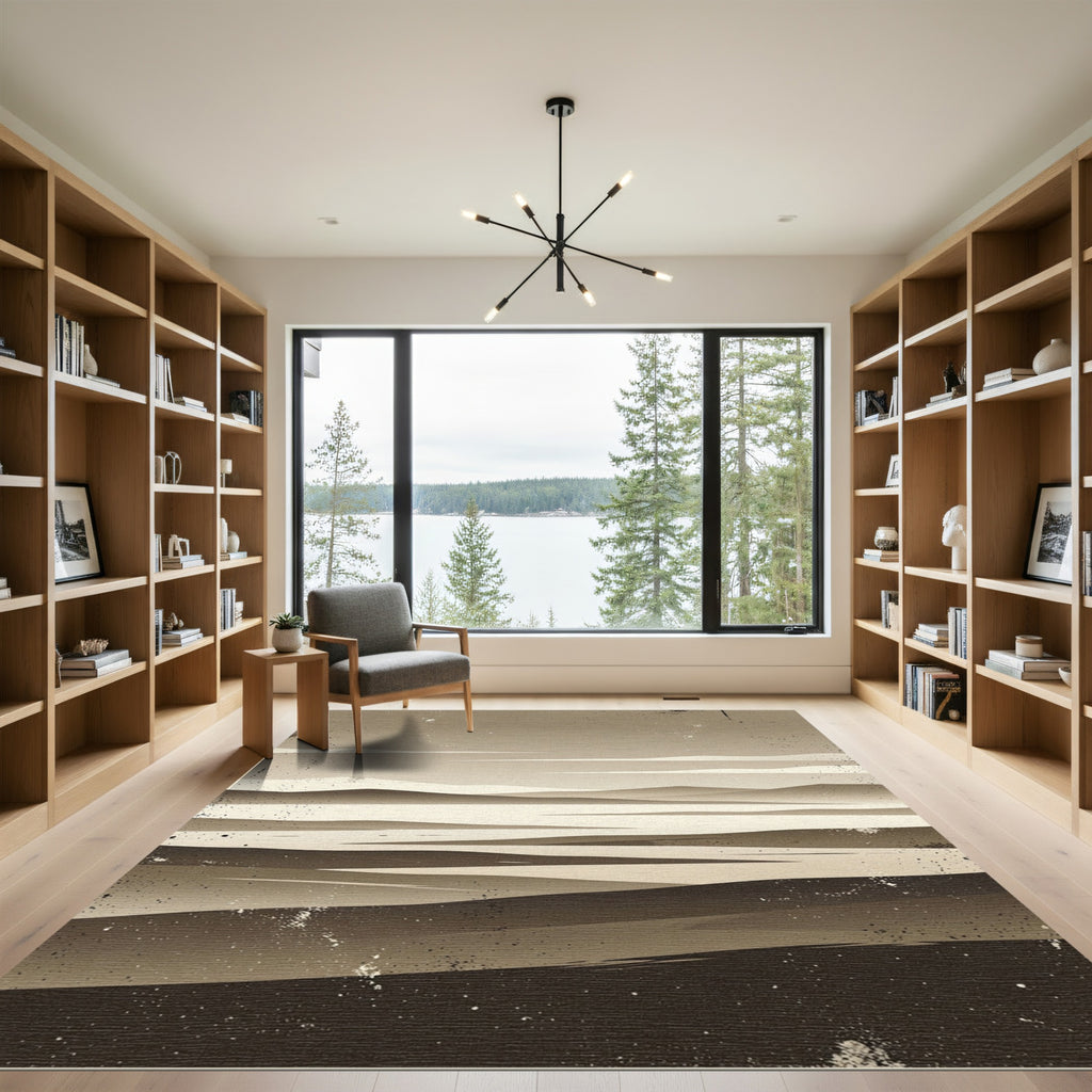 Minimalist Earth Tone Abstract Landscape Rug