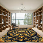 Golden Chrysanthemum Floral Medallion Rug