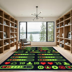 Neon Pixel Pulse Gaming Interface HUD Rug