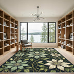 Sage Green Bloom Climbing Vine Rug