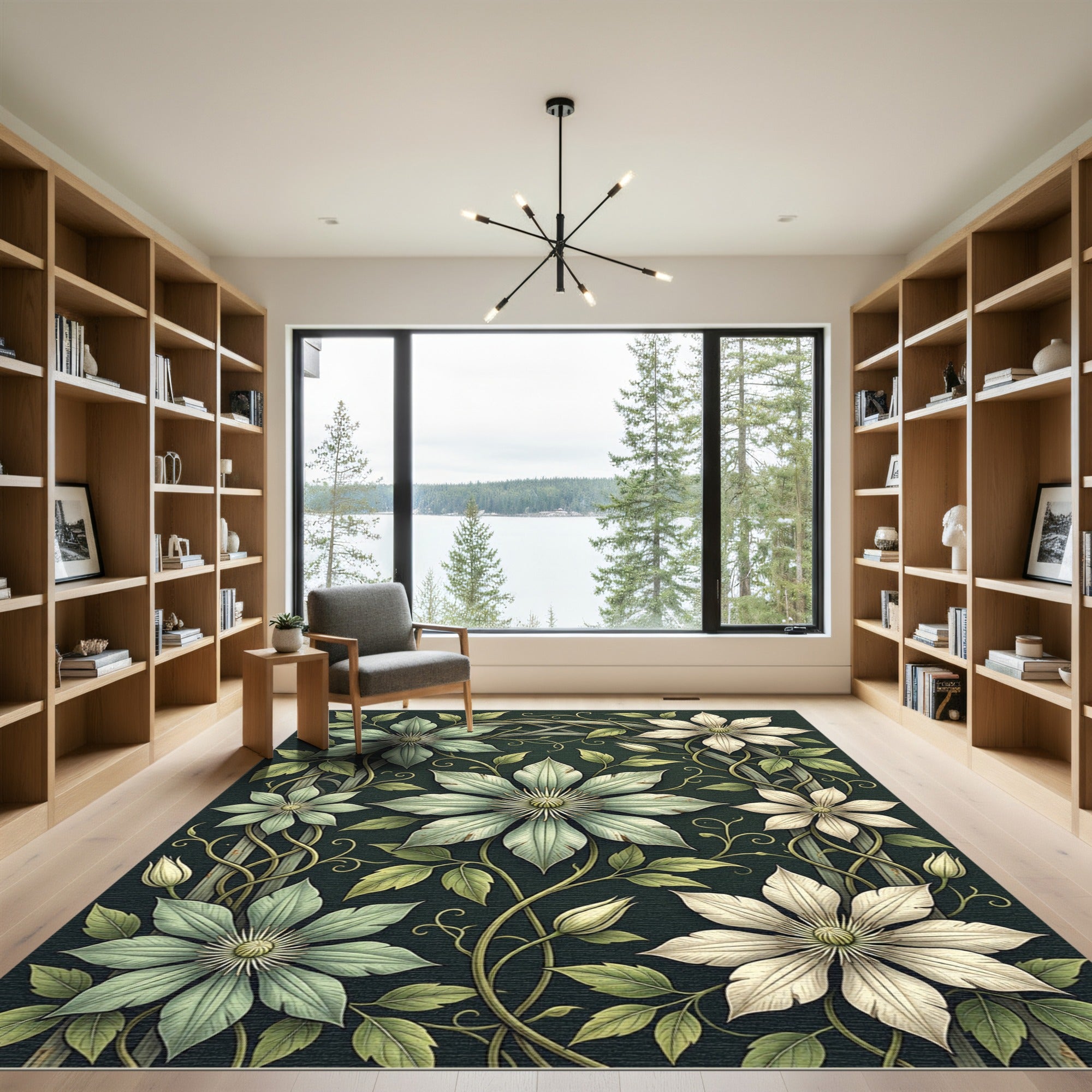 Sage Green Bloom Climbing Vine Rug