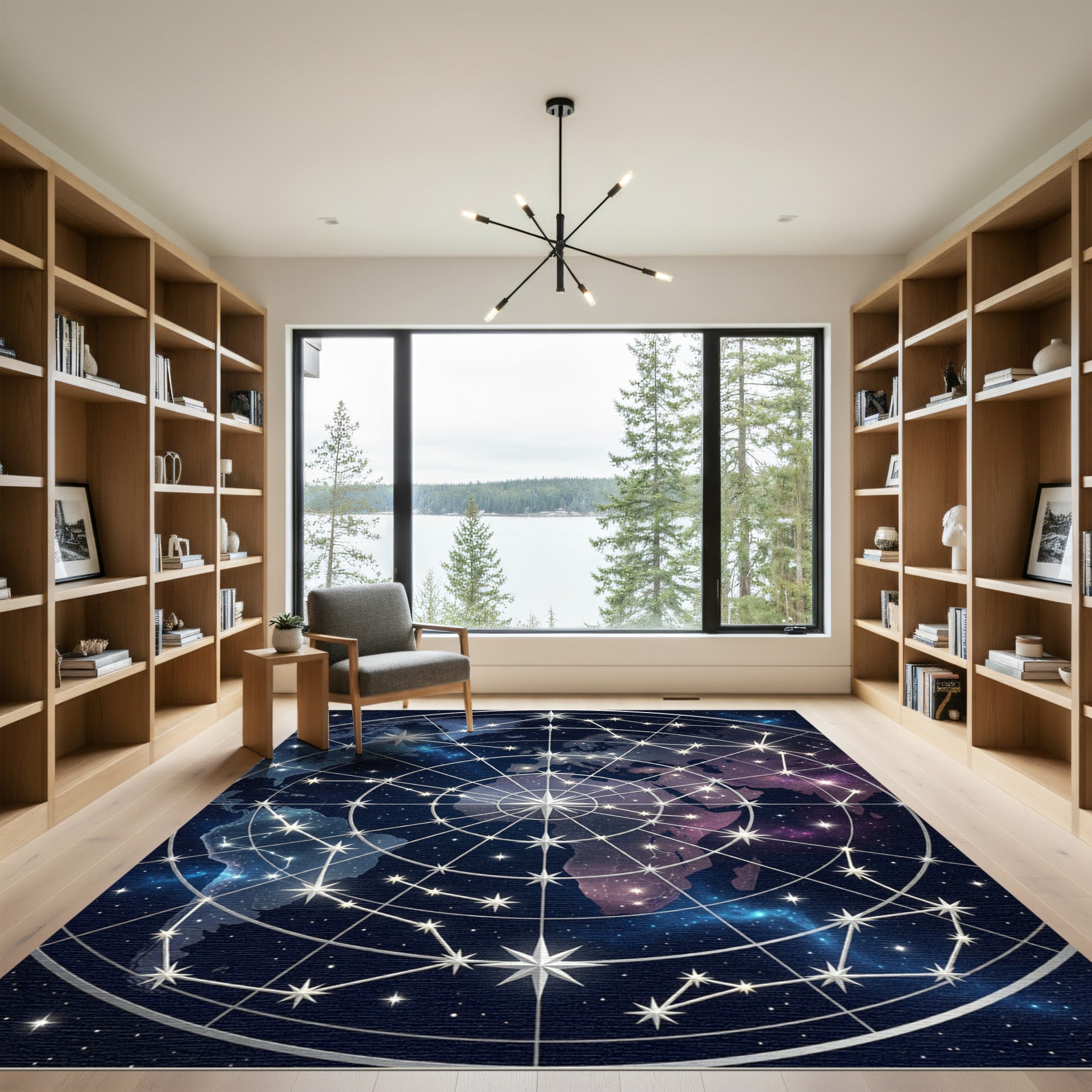 Celestial World Map Starry Constellation Rug
