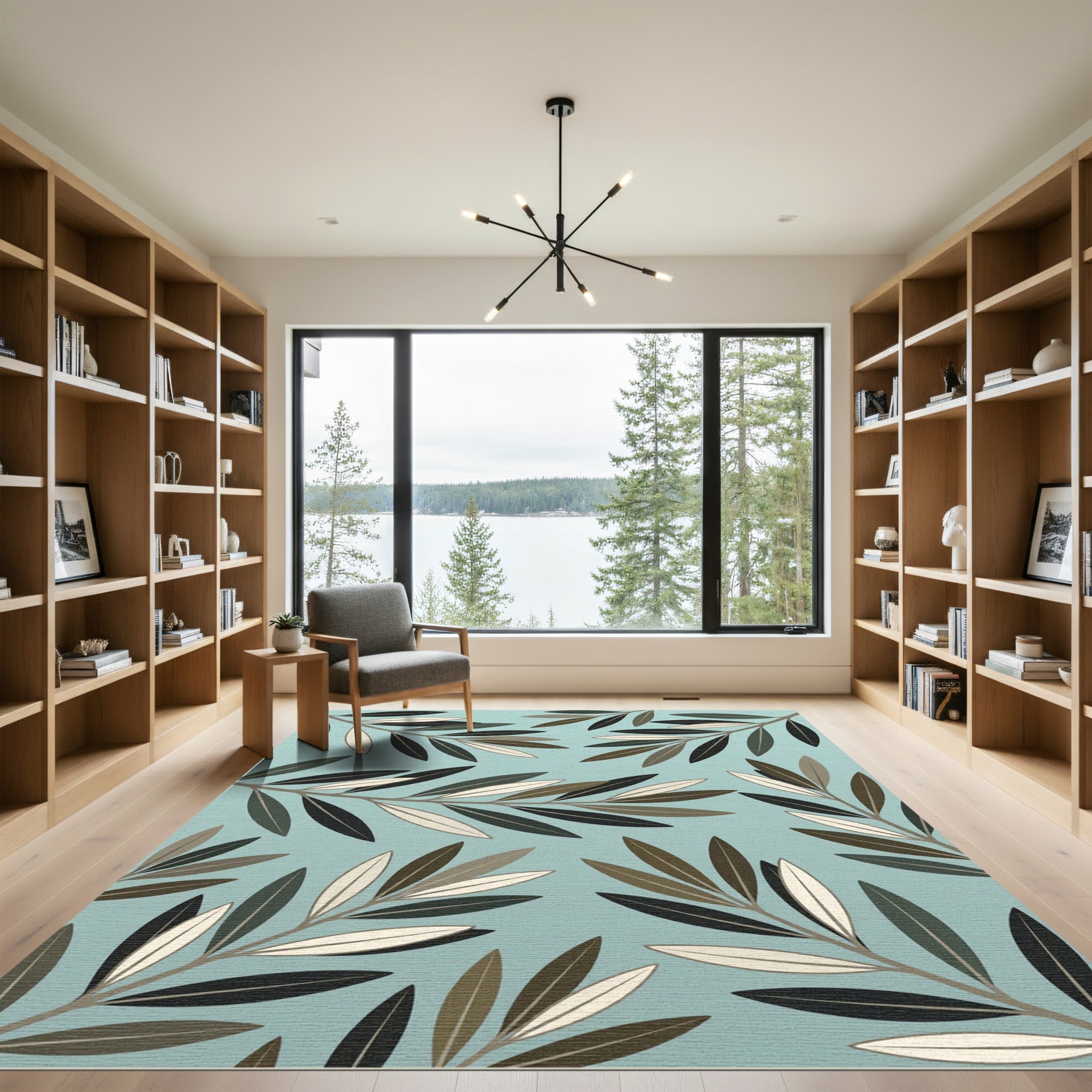 Teal Olive Branch Branches Rug
