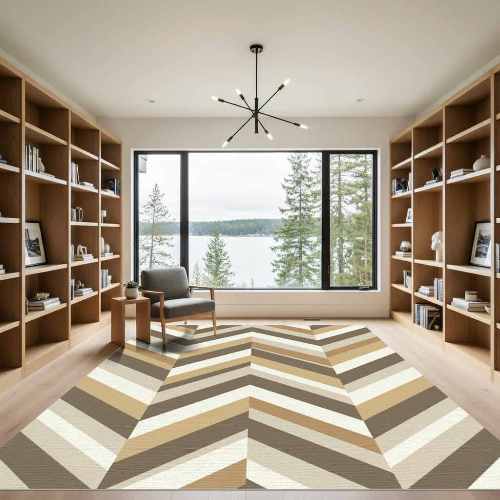 Earthy Chevron Stripe Arrangement Rug
