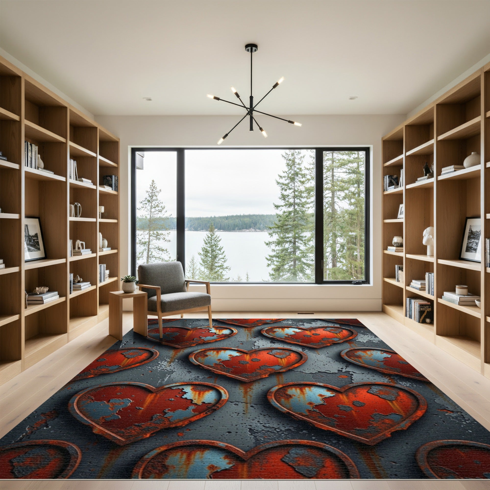 Rusty Red Heart Texture Composition Rug