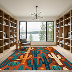 Earthy Boho Cactus and Star Art Rug