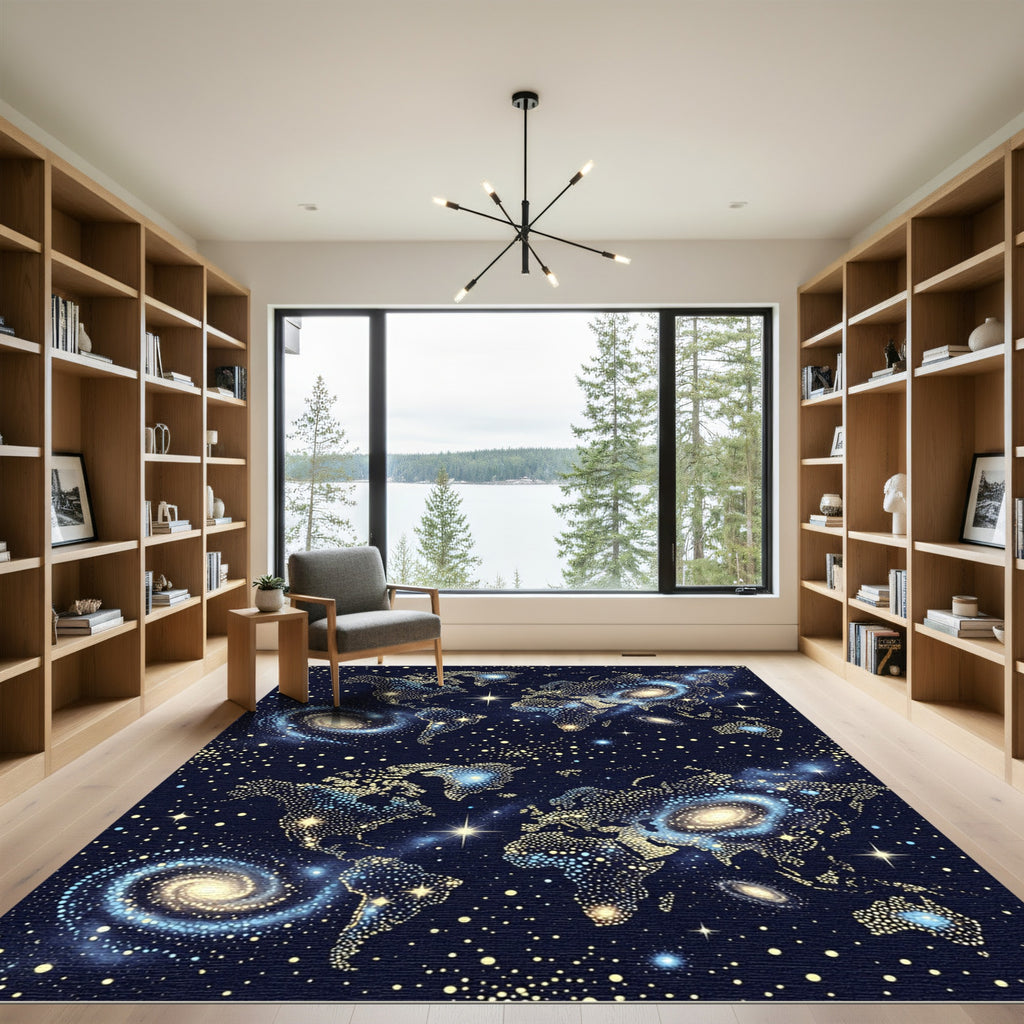 Cosmic World Galaxy Map Rug