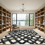 Industrial Black Metal Grid Weave Rug