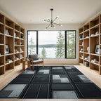 Gray Concrete Panel Grid Rug