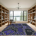 Deep Blue Geometric Arch Medallion Rug
