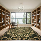 Dark Forest Damask Ornate Gold Filigree Rug