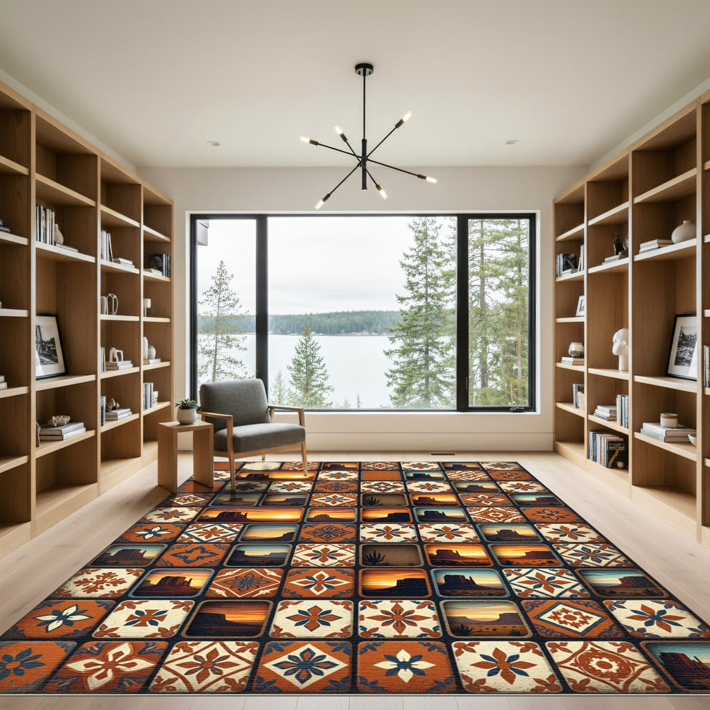 Southwestern Desert Sunset Tile Rug
