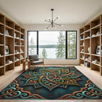 Turquoise Bronze Intertwined Celtic Mandala Rug