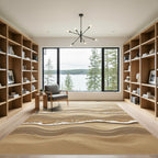 Sandy Beige Coastal Wave Rug
