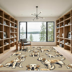 Cheerful Golden Retriever Repeating Cream Rug