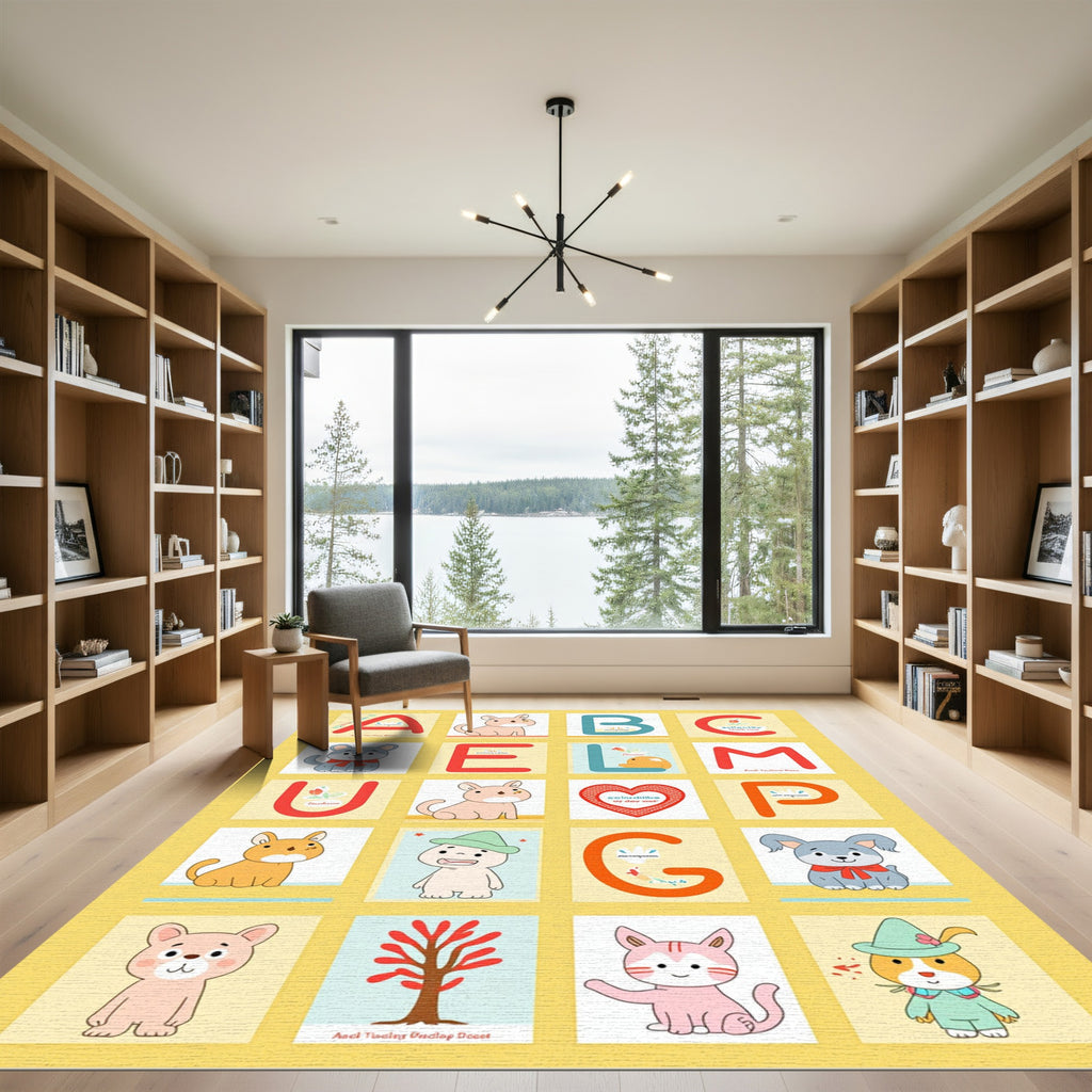 Alphabet Animal Heart Tree Characters Rug