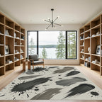 Gray Splatter Brush Stroke Rug