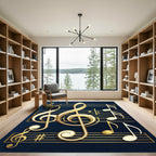 Golden Treble Clef Musical Note Art Rug
