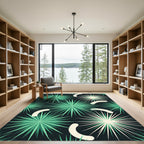 Midcentury Green Starburst Abstract Accent Rug