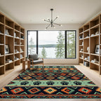 Navajo Tribal Mint Orange Diamond Rug
