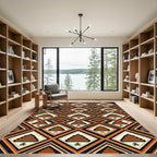 Geometric Terracotta Step Pyramid Diamond Rug
