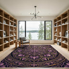 Ornate Purple Gold Floral Mandala Rug