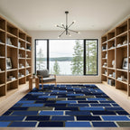 Dark Blue Brick Texture Rug