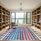 Iridescent Geometric Pastel Pyramid Grid Rug