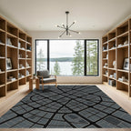 Gray City Grid Abstract Rug