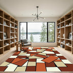 Terracotta Abstract Geometric Composition Rug