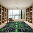 Luminous Cyber Circuitry Neon Grid Rug