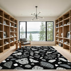 Monochrome Terrazzo Aggregate Collage Rug