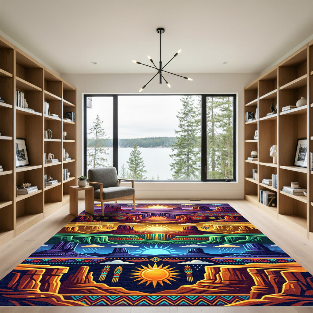 Vibrant Southwestern Landscape Mesas Sun Rug