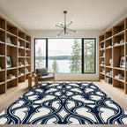 Midnight Blue Interlocking Ornate Swirl Rug