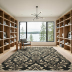 Antique Gold Damask Floral Scroll Rug