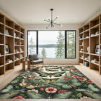Botanical Sage Butterfly Garden Illustration Rug