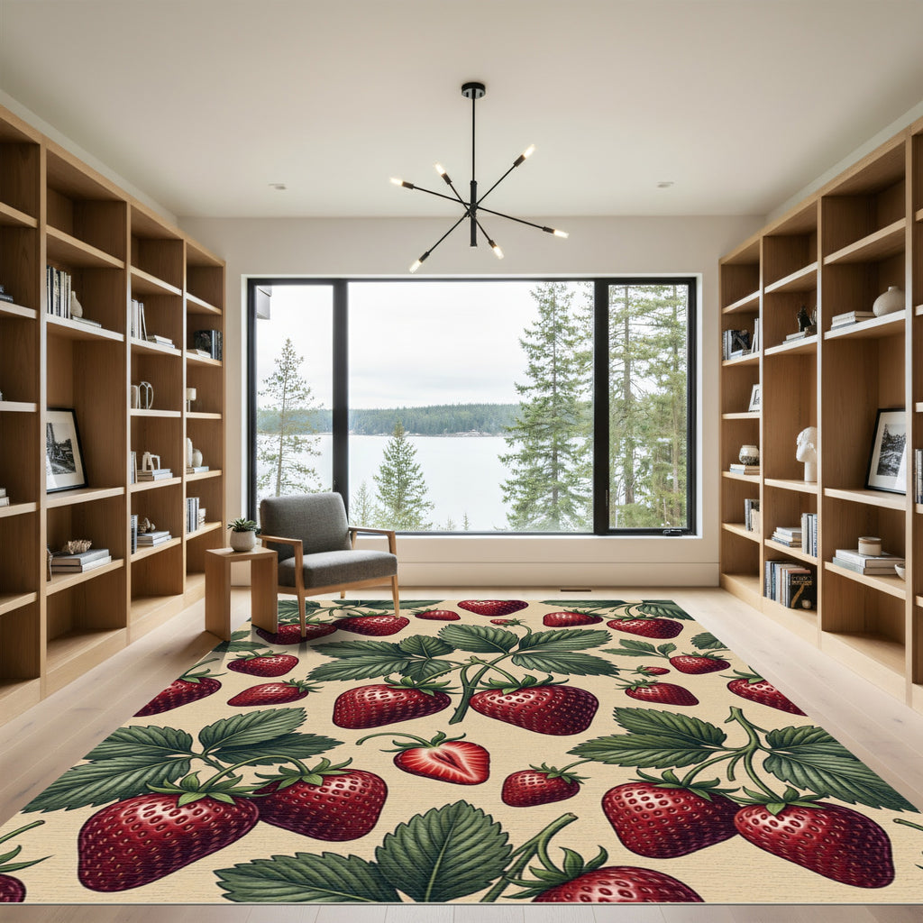 Botanical Crimson Strawberry Garden Harvest Rug