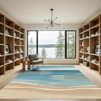 Abstract Blue Ocean Horizon Stripe Rug
