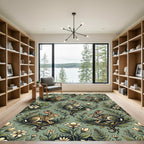 Sage Green Woodland Rabbit Meadow Rug