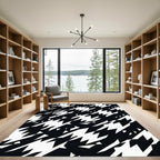 Black White Jagged Houndstooth Rug