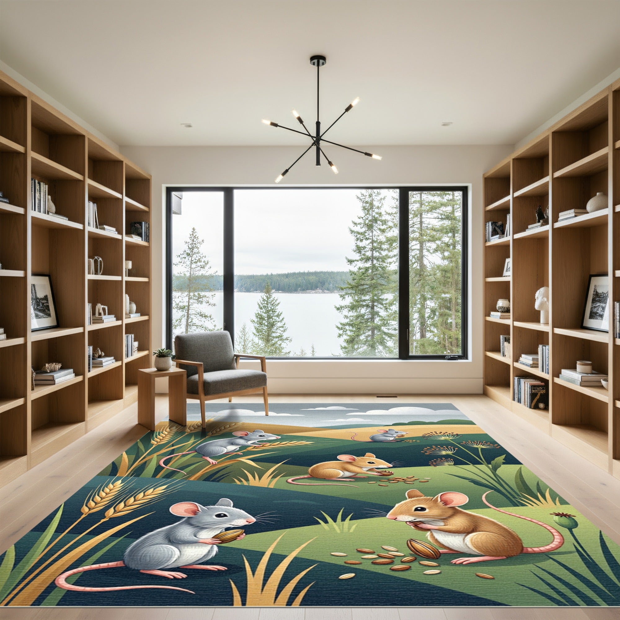 Playful Harvest Field Meadow Mice Rug