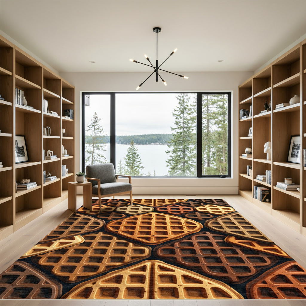 Geometric Toasted Waffle Grid Rug