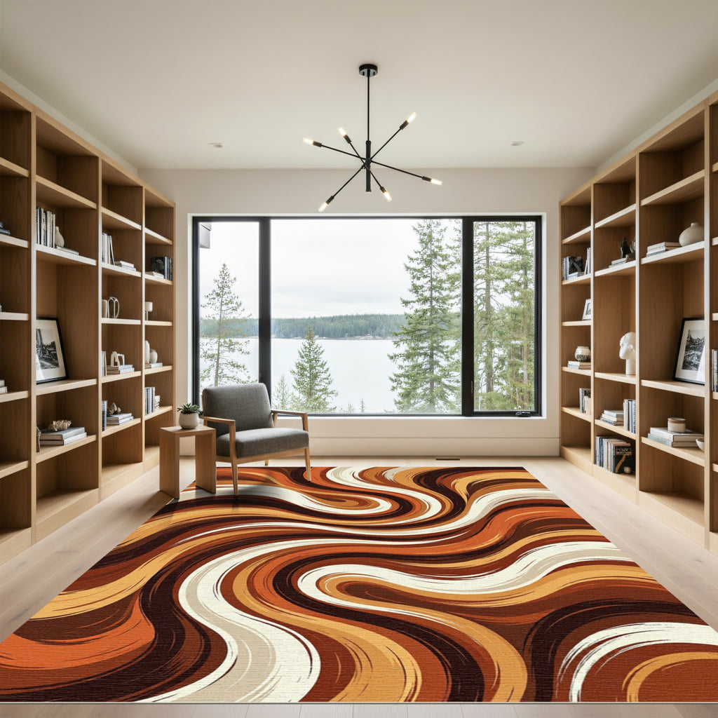 Earthy Tones Swirl Abstract Rug