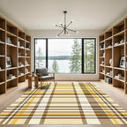 Yellow and Brown Plaid Checkered Rug