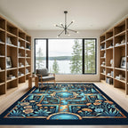 Illuminated Azure Garden Floral Medallion Rug