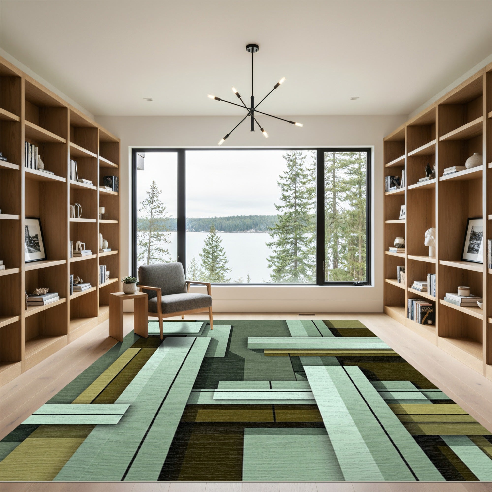 Modern Geometric Stacked Block Rug